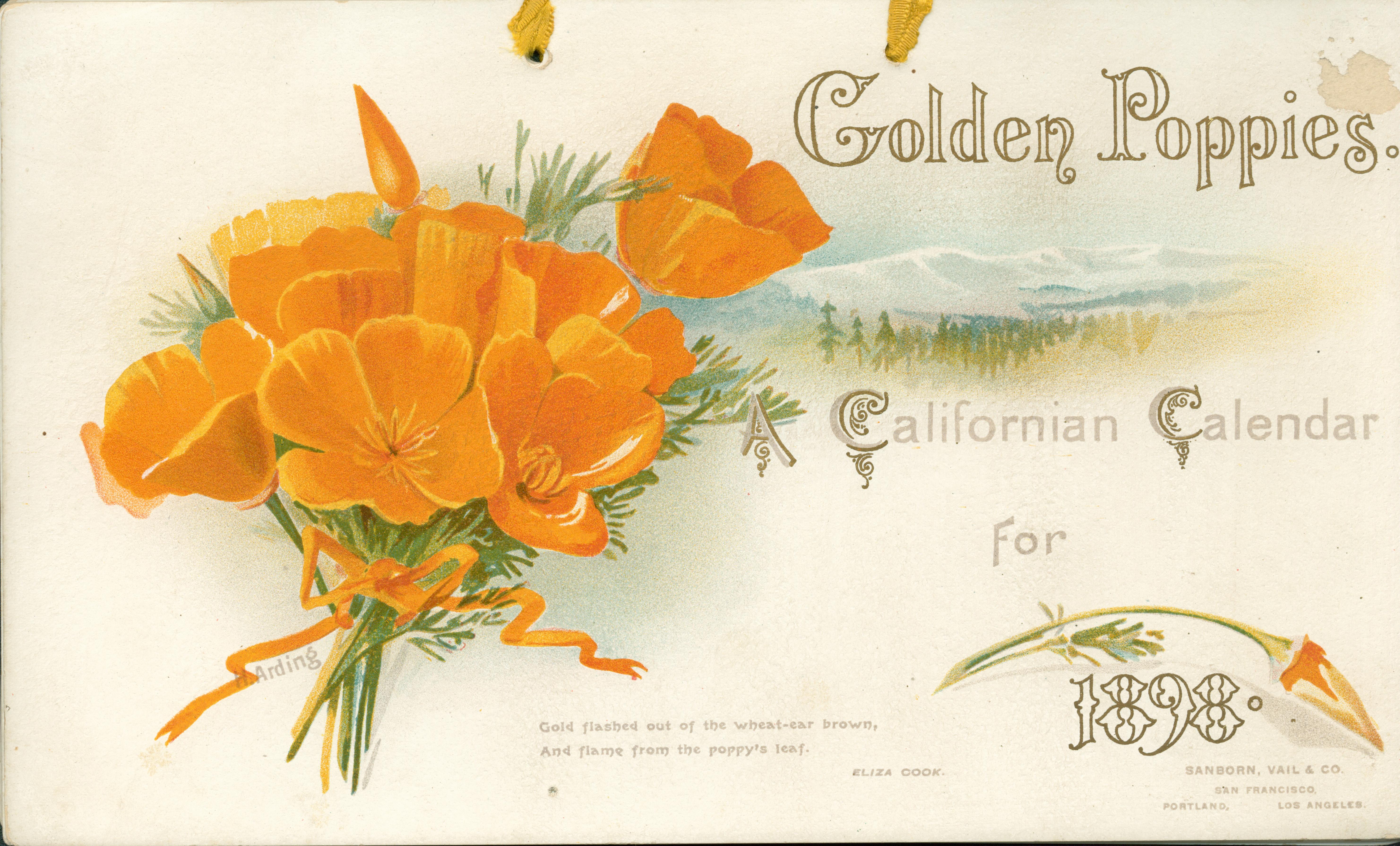 Cover shows a bouquet of poppies with a mountain scene in the background
